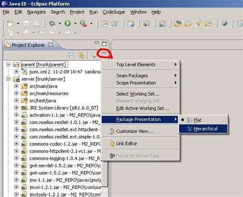 eclipse package explorer working sets